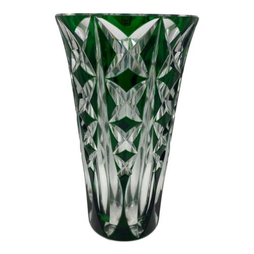 Saint Louis (サンルイ) フラワーベース クリスタルガラス グリーンカット ★