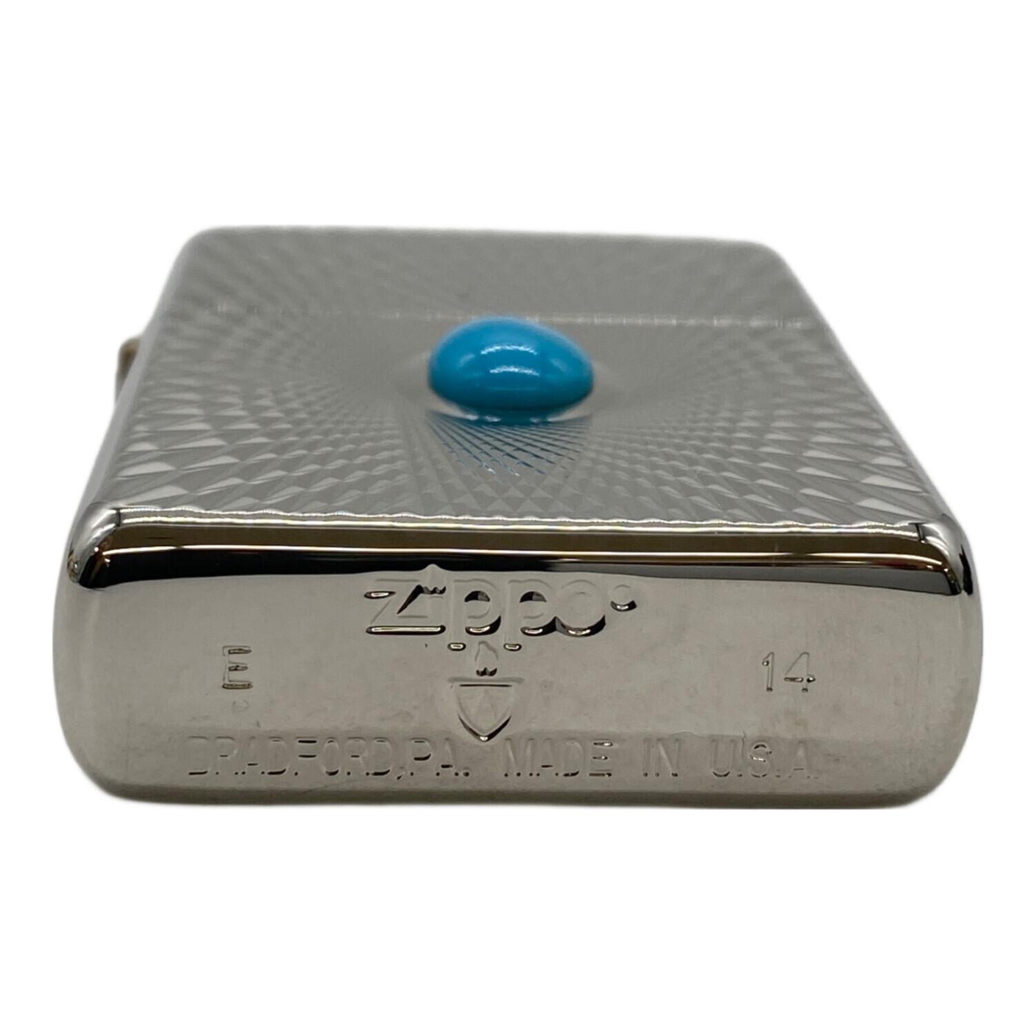 ZIPPO (ジッポ) アーマー プラチナプレート ターコイズ 両面加工 ZIPPO (ジッポ) アーマー プラチナプレート ターコイズ 両面加工