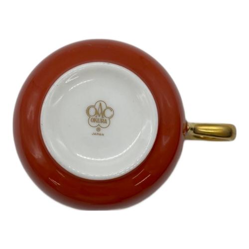 大倉陶園 (オオクラトウエン) カップ&ソーサーセット レッド&ブルー 色蒔き 2Pセット