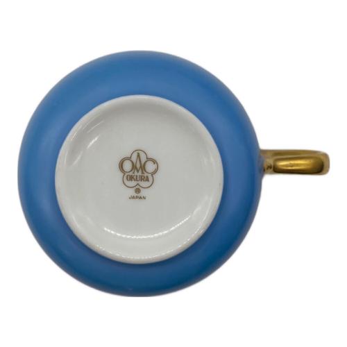 大倉陶園 (オオクラトウエン) カップ&ソーサーセット レッド&ブルー 色蒔き 2Pセット