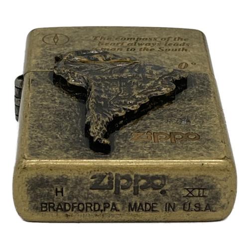 ZIPPO (ジッポ) ゴールドライター 南アメリカの地図 南米大陸 ライター 1996年製