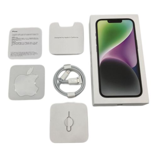 Apple (アップル) iPhone14 MPUD3J/A サインアウト確認済 351168084355874 ▲ SIM FREE 128GB バッテリー:Sランク(100%) 程度:Aランク