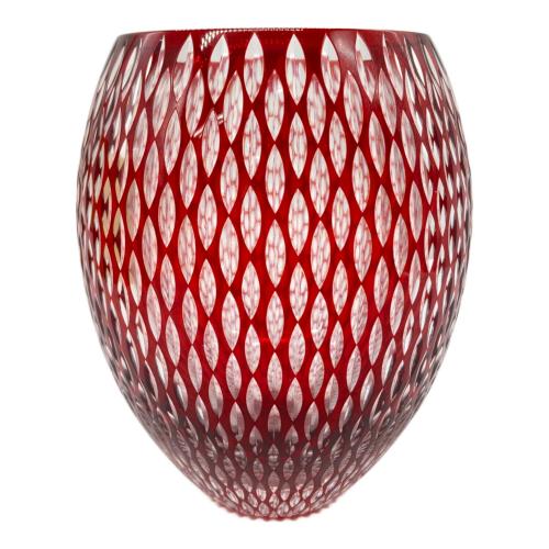 江戸切子 華硝流 フラワーベース 華硝作 木箱付