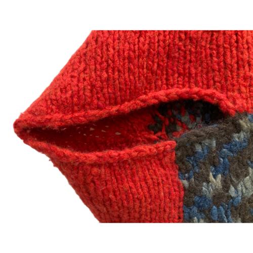 hand knitted 手編み カシミヤ ブレンド ウール ハンド ニット ストール風ベストポンチョ レディース SIZE Free レッド