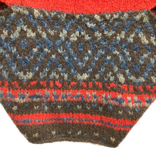 hand knitted 手編み カシミヤ ブレンド ウール ハンド ニット ストール風ベストポンチョ レディース SIZE Free レッド