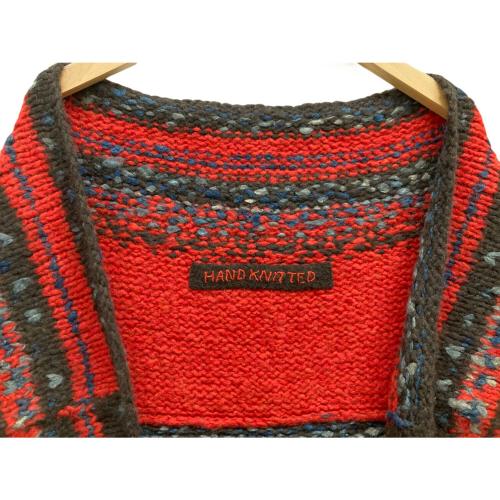 hand knitted 手編み カシミヤ ブレンド ウール ハンド ニット ストール風ベストポンチョ レディース SIZE Free レッド