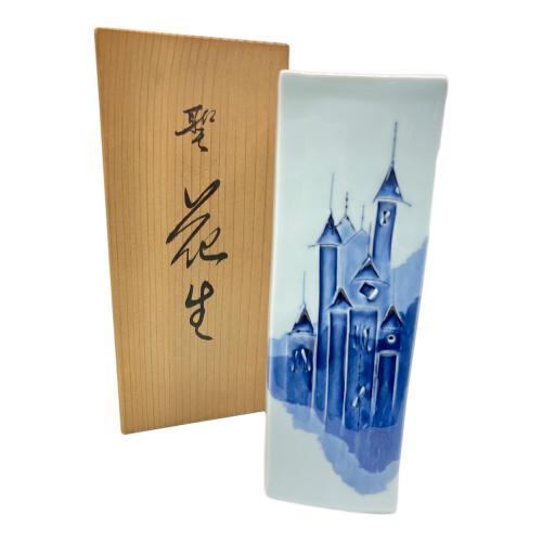 染付彫花器 辻毅彦 聖