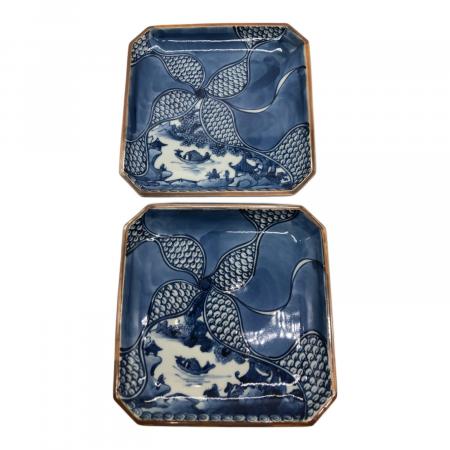 加藤利昌 (カトウトシマサ) 京焼 平安 染付山水之図 角皿 5客揃