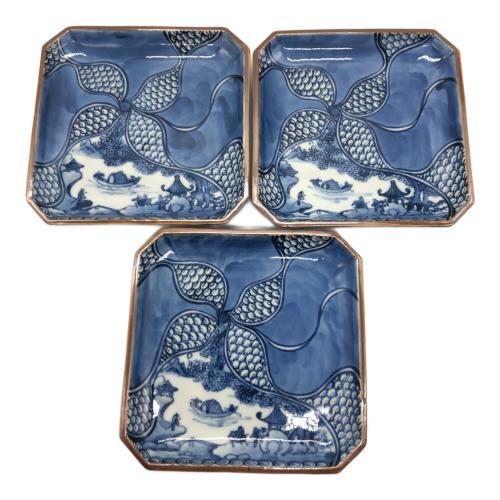 加藤利昌 (カトウトシマサ) 京焼 平安 染付山水之図 角皿 5客揃
