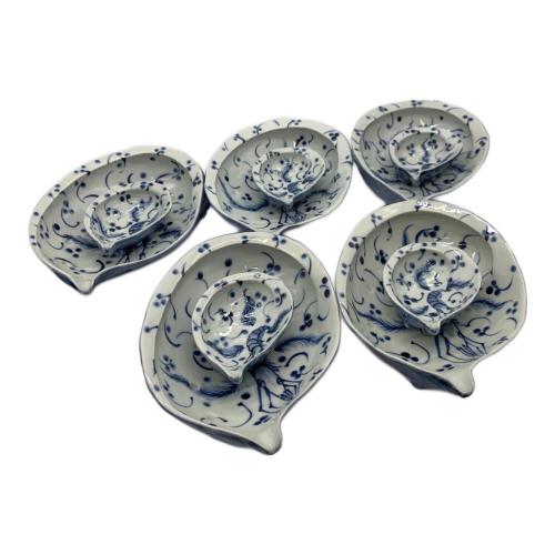 京焼 平安 加藤利昌 刺身鉢/小鉢 各5客セット 器貝式 荒磯 年代物