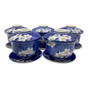 深川製磁  さくら模様 藍茶碗 有田焼 5客セット 年代物