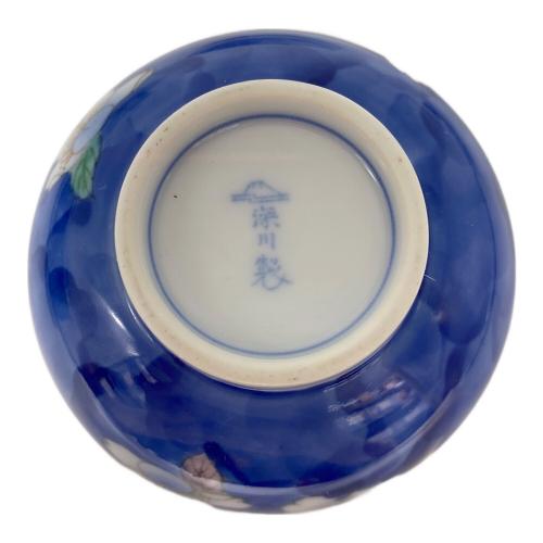 深川製磁 (フカガワセイジ) 藍茶碗揃 年代物ポストカード付 さくら模様
