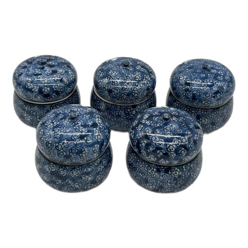 京焼 平安 加藤利昌 (キョウヤキ ヘイアン カトウトシマサ) 染付梅小紋山水 珍味入 5Pセット