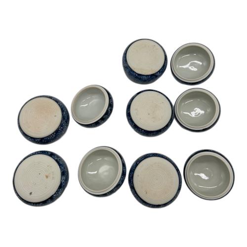 京焼 平安 加藤利昌 (キョウヤキ ヘイアン カトウトシマサ) 染付梅小紋山水 珍味入 5Pセット