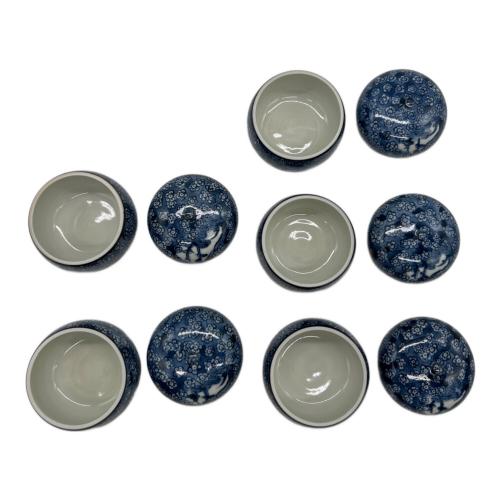 京焼 平安 加藤利昌 (キョウヤキ ヘイアン カトウトシマサ) 染付梅小紋山水 珍味入 5Pセット