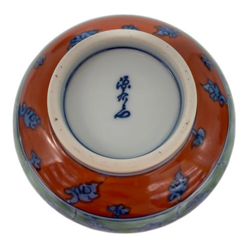 舘林源右衛門 染錦緑彩唐草文 湯呑み揃え 茶托/茶櫃なし