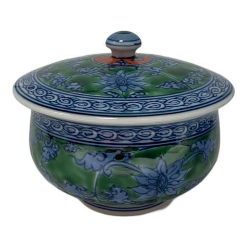 舘林源右衛門 染錦緑彩唐草文 湯呑み揃え 茶托/茶櫃なし