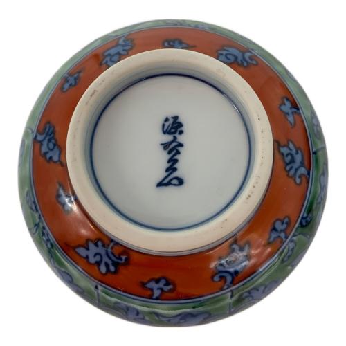 舘林源右衛門 染錦緑彩唐草文 湯呑み揃え 茶托/茶櫃なし