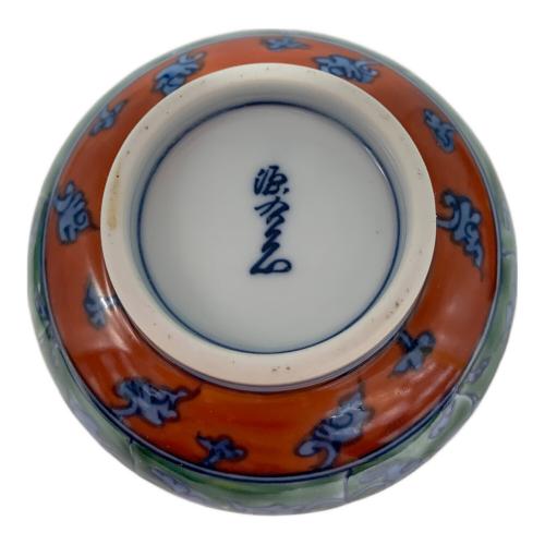 舘林源右衛門 染錦緑彩唐草文 湯呑み揃え 茶托/茶櫃なし
