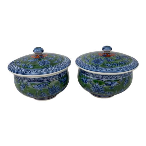 源右衛門窯 (ゲンエモンガマ) 染錦緑彩唐草文 茶器