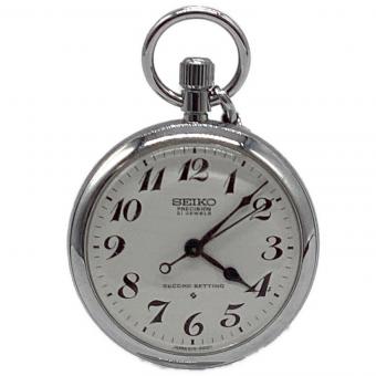 SEIKO (セイコー) 70's 鉄道時計/懐中時計 3針 手巻 機械式 19セイコー PRECISION 21石 SECOND SETTING クロムメッキ製オープンフェースケース 1974年頃 6110-0010T