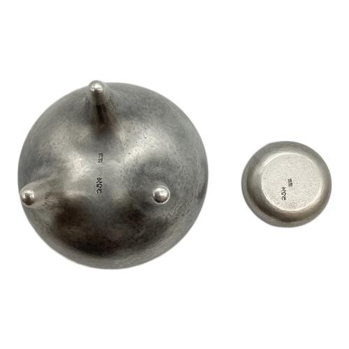 河内光明 香炉/香合揃 鍛金 共箱/台座付 香炉:277.5g 香合:59.8g