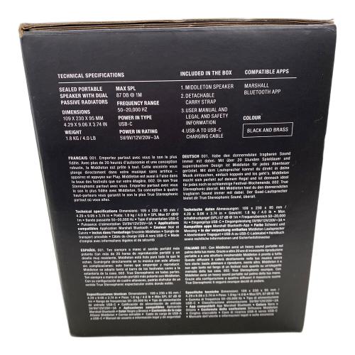 Marshall (マーシャル) Bluetooth対応ポータブルスピーカー MIDDLETON 未使用品