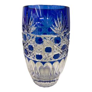 KAGAMI CRYSTAL (カガミクリスタル) 江戸切子花瓶 笹っ葉に八角籠目紋