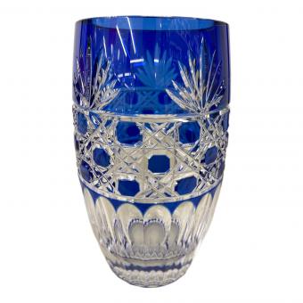 KAGAMI CRYSTAL (カガミクリスタル) 江戸切子花瓶 笹っ葉に八角籠目紋