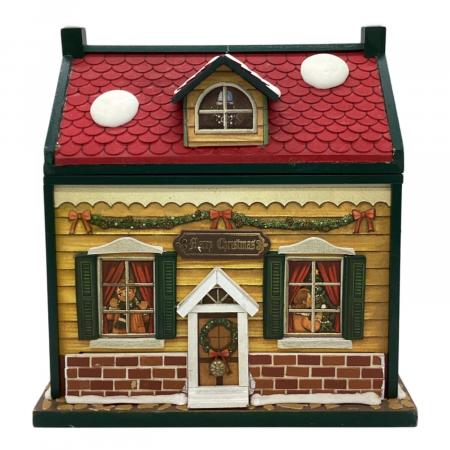 美品】MUSICAL WOODENHALL オルゴールハウスサンタ 可動 箱付