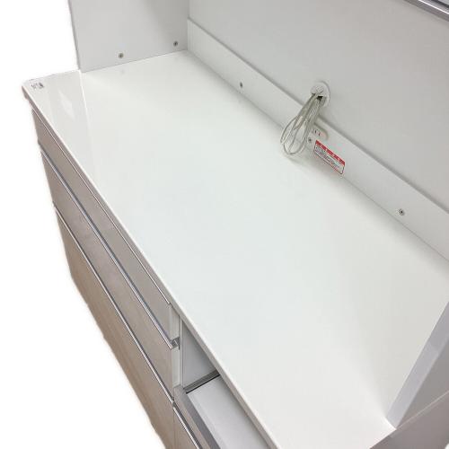 レンジボード ホワイト×シルバー 42 スライド2枚扉 3段引き出し