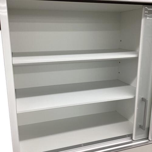 レンジボード ホワイト×シルバー 42 スライド2枚扉 3段引き出し