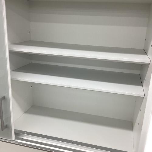 レンジボード ホワイト×シルバー 42 スライド2枚扉 3段引き出し