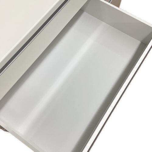 レンジボード ホワイト×シルバー 42 スライド2枚扉 3段引き出し