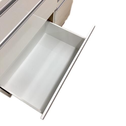 レンジボード ホワイト×シルバー 42 スライド2枚扉 3段引き出し