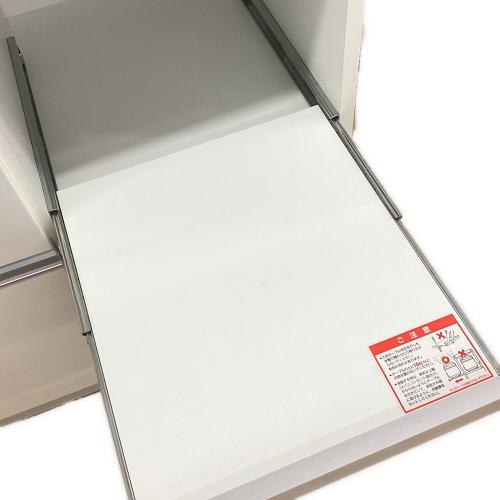 レンジボード ホワイト×シルバー 42 スライド2枚扉 3段引き出し