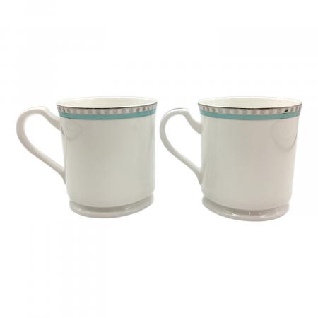 ティファニー　プラチナブルーバンド　デザートプレート＆マグカップ TIFFANY & Co. (ティファニー) マグカップ プラチナブルーバンド 2P