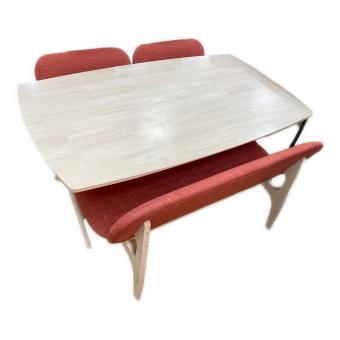 ニトリ ダイニング4点セット 幅:約160㎝ ホワイト×オレンジ リラックスワイド