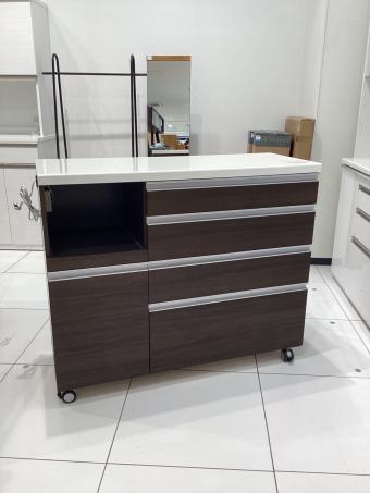 Pamouna (パモウナ) キッチンカウンター ブラウン×ホワイト キャスター付