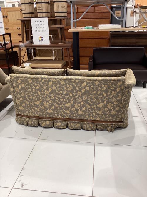 飛騨産業 (ヒダサンギョウ) 2人掛けソファー 花柄×カーキ オットマン付 2人掛け+オットマン 穂高