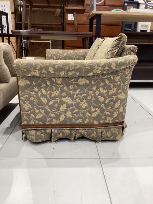 飛騨産業 (ヒダサンギョウ) 2人掛けソファー 花柄×カーキ オットマン付 2人掛け+オットマン 穂高