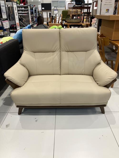 ニトリ 2人掛けソファー ベージュ 合皮 コウテイ3 129㎝