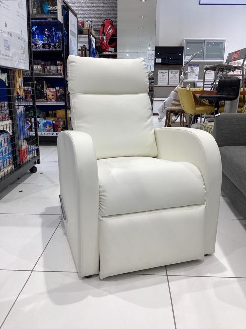 リクライニングソファー ホワイト 非電動 フルフラット 1人掛け