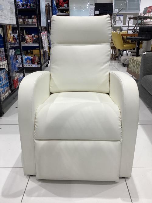 リクライニングソファー ホワイト 非電動 フルフラット 1人掛け