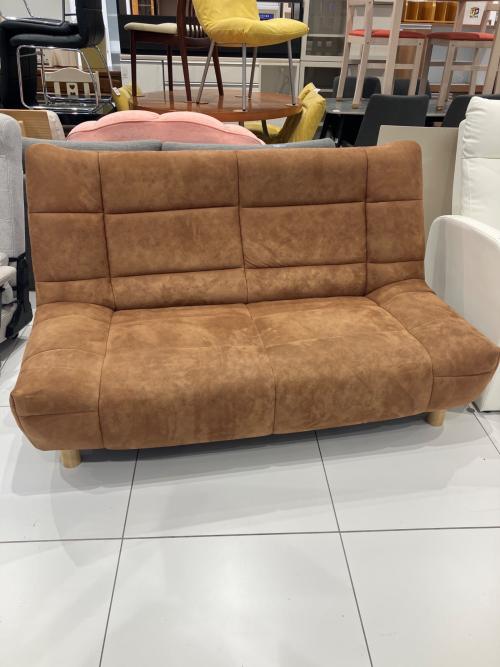 リビンズ 2人掛けソファー ブラウン ファブリックレザー チャオ