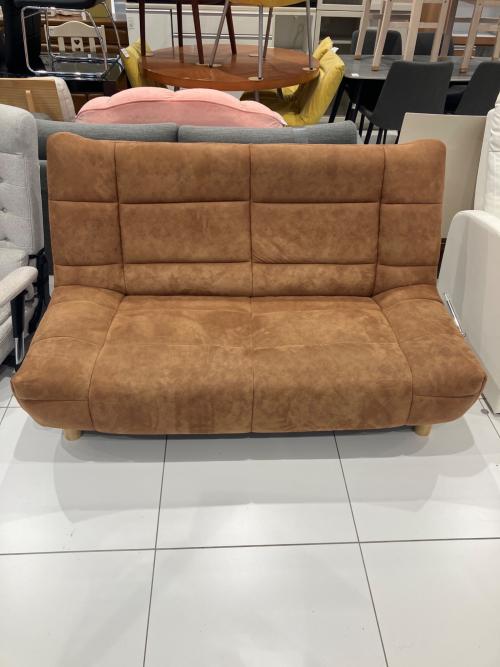 リビンズ 2人掛けソファー ブラウン ファブリックレザー チャオ