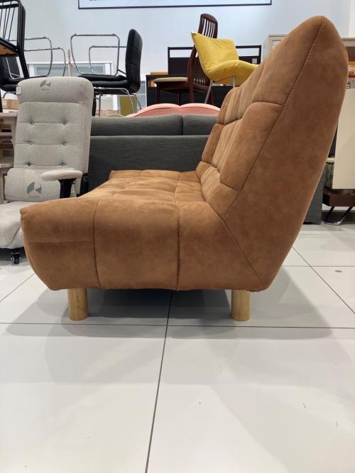 リビンズ 2人掛けソファー ブラウン ファブリックレザー チャオ