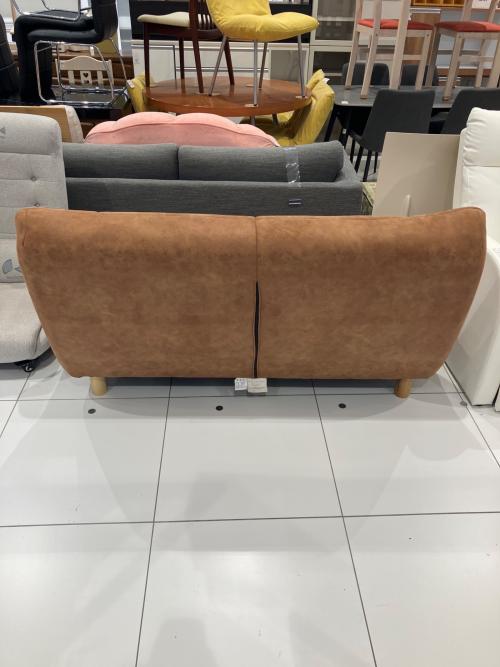 リビンズ 2人掛けソファー ブラウン ファブリックレザー チャオ