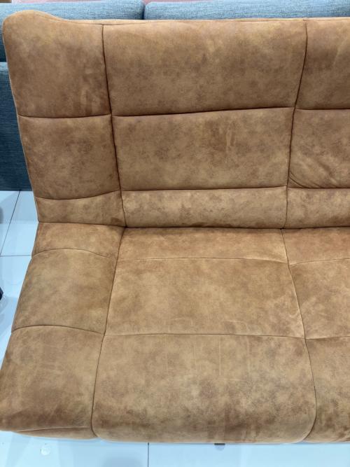 リビンズ 2人掛けソファー ブラウン ファブリックレザー チャオ