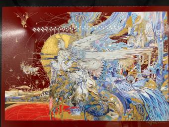 天野 喜孝 漆 朱 セミオーダー 飛天 V 作品番号：117 小傷・漆スレ有 作品保証書付 @ Π